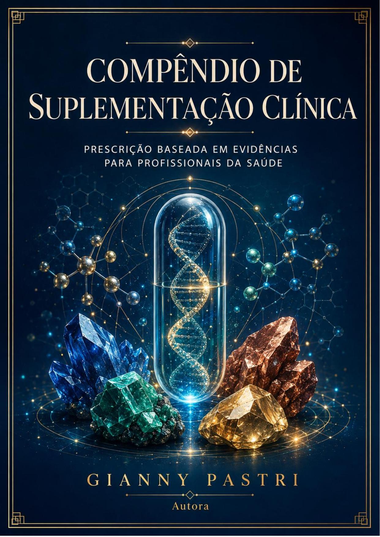Capa do Compêndio de Suplementação Clínica, de Gianny Pastri, com vitaminas e minerais